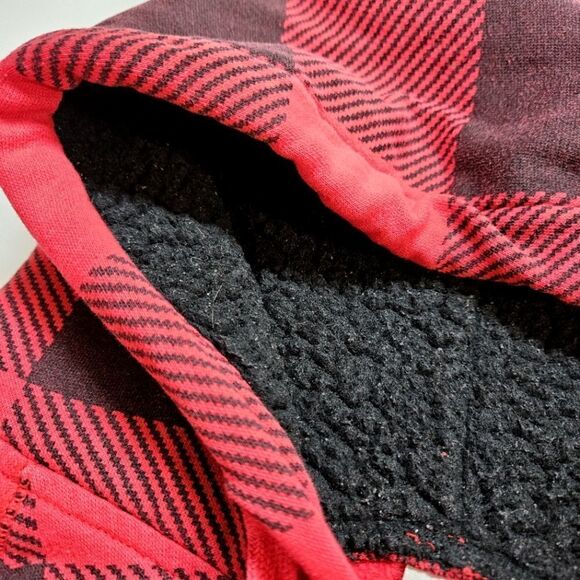 Victoria Secret PINK Red Buffalo Plaid Hooded Sherpa Long Jane One-Piece PJ XS - Picture 4 of 7
